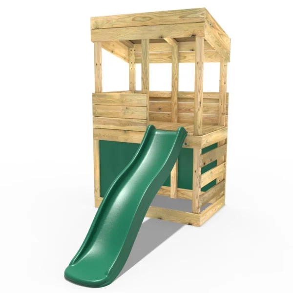 Rebo Wooden Lookout Tower Playhouse with 6ft Slide - Lookout with Den Pack