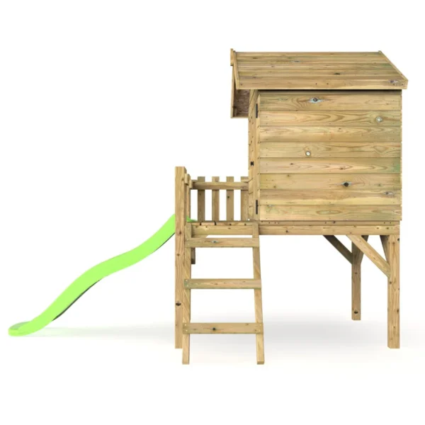 Rebo Orchard 4FT x 4FT Wooden Playhouse On 900mm Deck + 6FT Slide – Swan L Green - Image 3