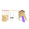 Rebo Orchard 4FT Wooden Playhouse, Swings, Monkey Bars, Deck & 6FT Slide – Sage Purple - Image 4