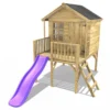 Rebo 5FT x 5FT Childrens Wooden Garden Playhouse on Deck with 6ft Slide - Pheasant Purple