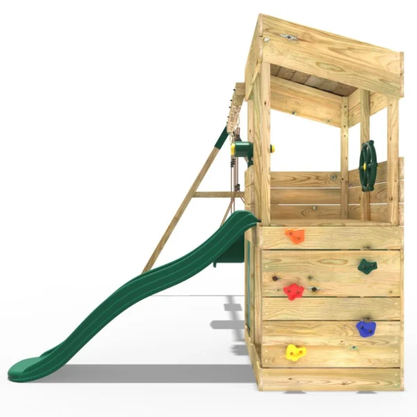 Rebo Wooden Lookout Tower Playhouse with 6ft Slide & Swing - Zion - Image 3