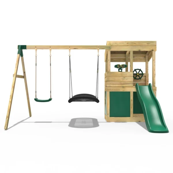 Rebo Wooden Lookout Tower Playhouse with 6ft Slide & Swing - Yosemite - Image 4