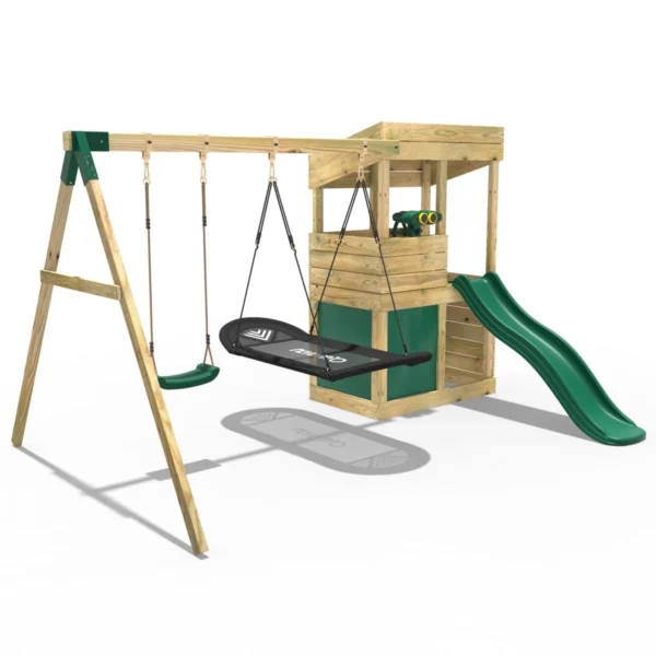 Rebo Wooden Lookout Tower Playhouse with 6ft Slide & Swing - Yosemite - Image 2