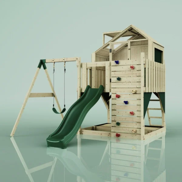 PolarPlay Kids Climbing Tower & Playhouse - Swing Brenna Green