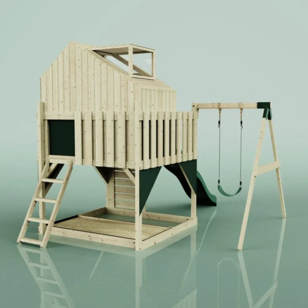 PolarPlay Kids Climbing Tower & Playhouse - Swing Brenna Green - Image 2