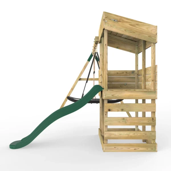 Rebo Wooden Lookout Tower Playhouse with 6ft Slide & Swing - Badlands - Image 3