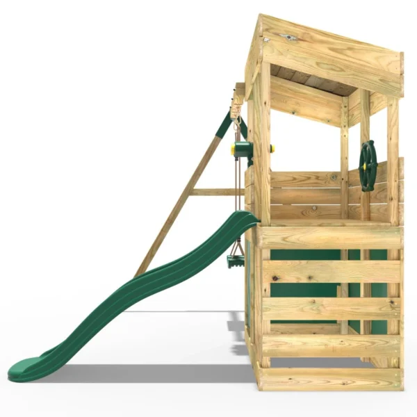 Rebo Wooden Lookout Tower Playhouse with 6ft Slide & Swing - Yellowstone - Image 3