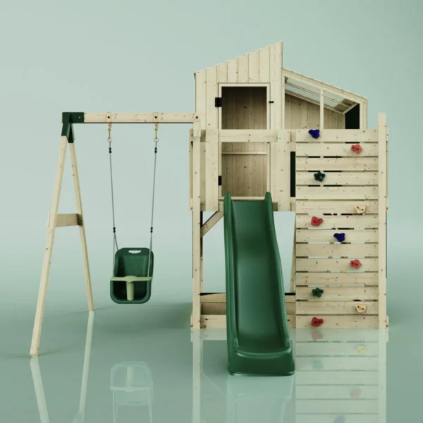 PolarPlay Kids Climbing Tower & Playhouse - Swing Dagma Green - Image 4