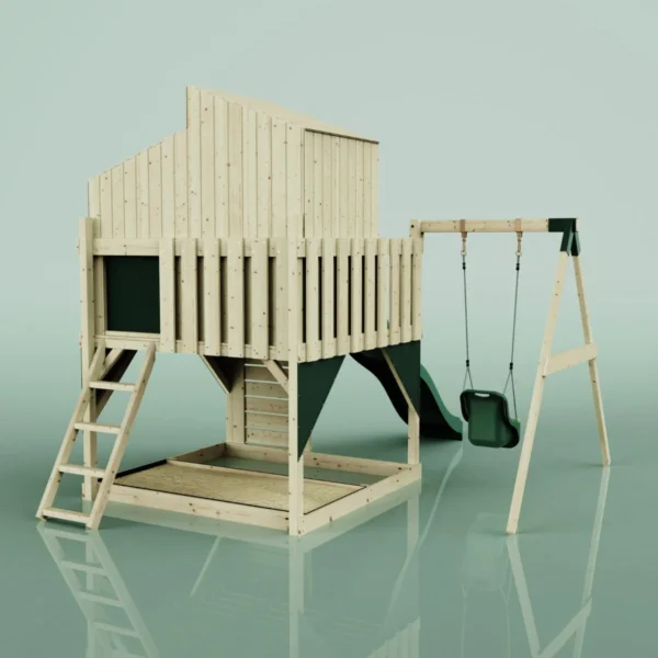 PolarPlay Kids Climbing Tower & Playhouse - Swing Dagma Green - Image 2