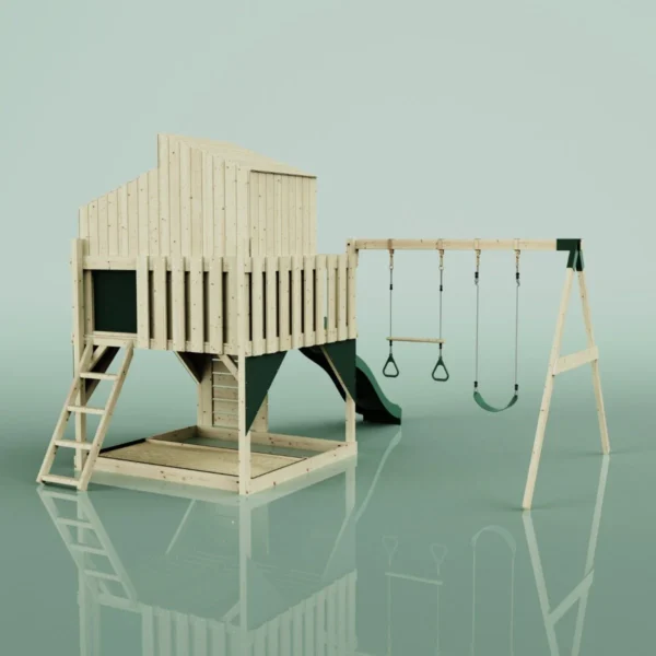 PolarPlay Kids Climbing Tower & Playhouse - Swing Leif Green - Image 2