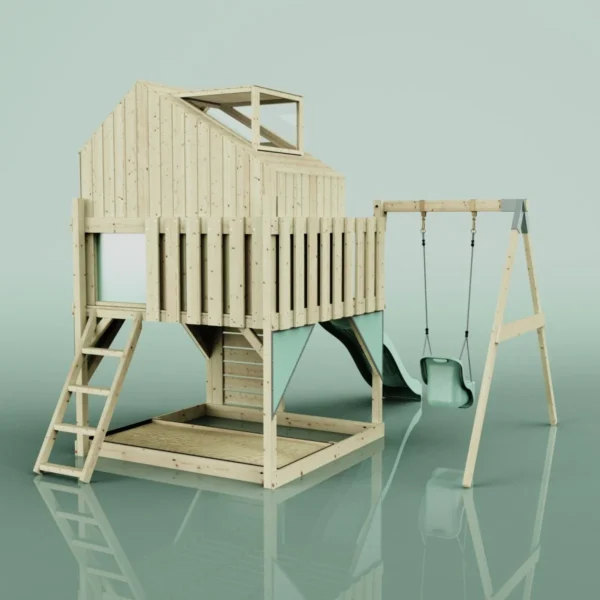 PolarPlay Kids Climbing Tower & Playhouse - Swing Eerika Sage - Image 2