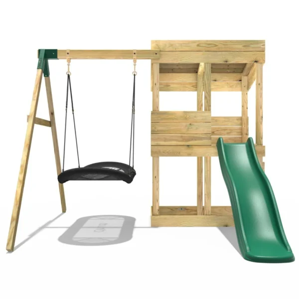 Rebo Wooden Lookout Tower Playhouse with 6ft Slide & Swing - Cascades - Image 4