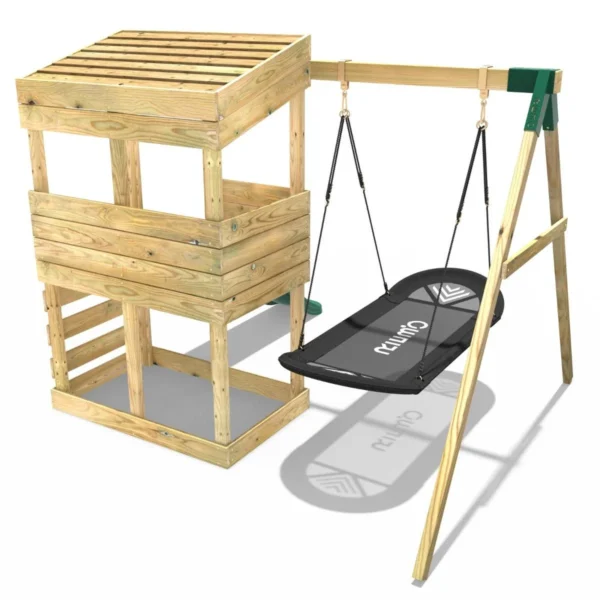 Rebo Wooden Lookout Tower Playhouse with 6ft Slide & Swing - Cascades - Image 2