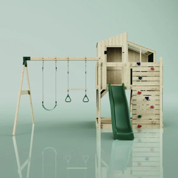 PolarPlay Kids Climbing Tower & Playhouse - Swing Leif Green - Image 4