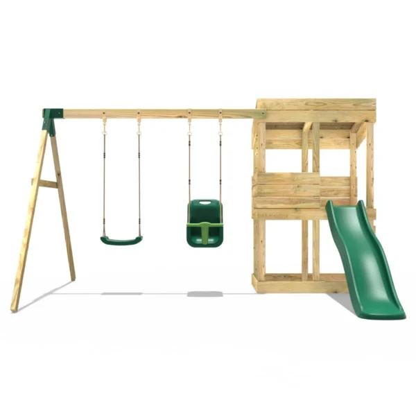 Rebo Wooden Garden Swing Set with Monkey Bars - Venus Green