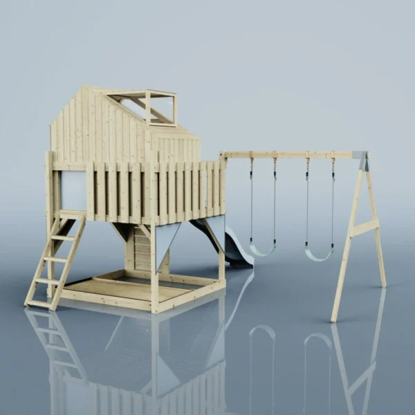 PolarPlay Kids Climbing Tower & Playhouse - Swing Haldor Mist - Image 2