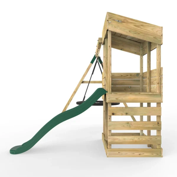 Rebo Wooden Lookout Tower Playhouse with 6ft Slide & Swing - Redwood - Image 3