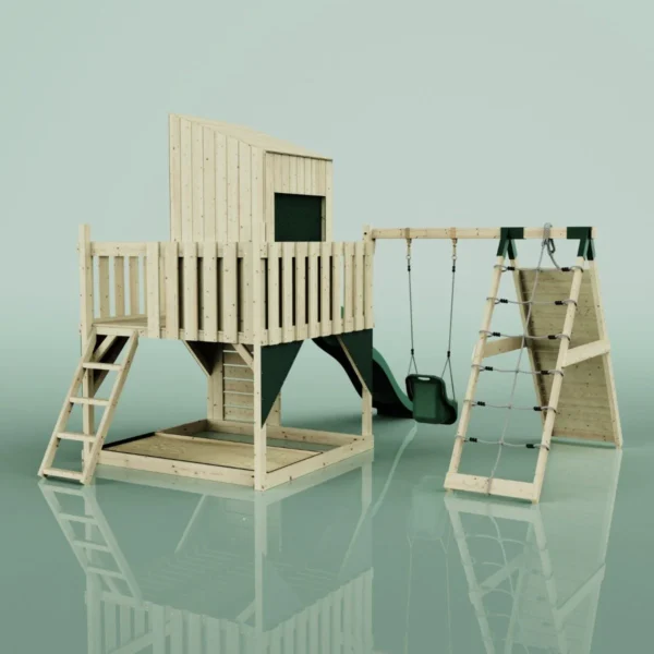 PolarPlay Kids Climbing Tower & Playhouse - Climb & Swing Yaalon Green - Image 2