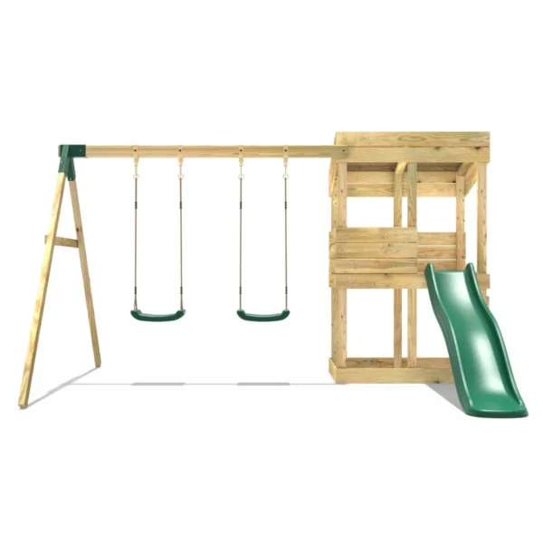 Rebo Wooden Lookout Tower Playhouse with 6ft Slide & Swing - Bryce - Image 4