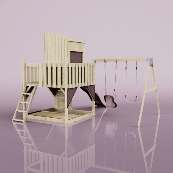 PolarPlay Kids Climbing Tower & Playhouse - Swing Olavo Rose - Image 2