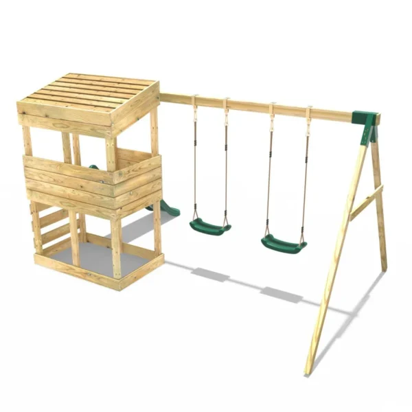 Rebo Wooden Lookout Tower Playhouse with 6ft Slide & Swing - Bryce - Image 2