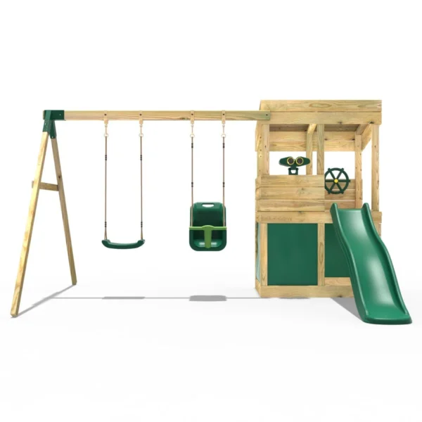 Rebo Wooden Lookout Tower Playhouse with 6ft Slide & Swing - Zion LOT-ZION - Image 4