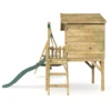 Rebo Orchard 4FT x 4FT Wooden Playhouse + Swings, 900mm Deck & 6FT Slide - Sage Green - Image 3