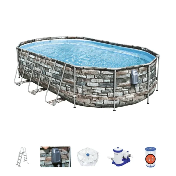 Bestway Power Steel Comfort Jet Series 20ft x 12ft x 48in Oval Pool Set – BW56719