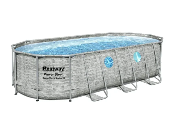 Bestway Power Steel Swim Vista Series™ 18ft x 9ft x 48in Oval Pool Set with Filter Pump – BW56716