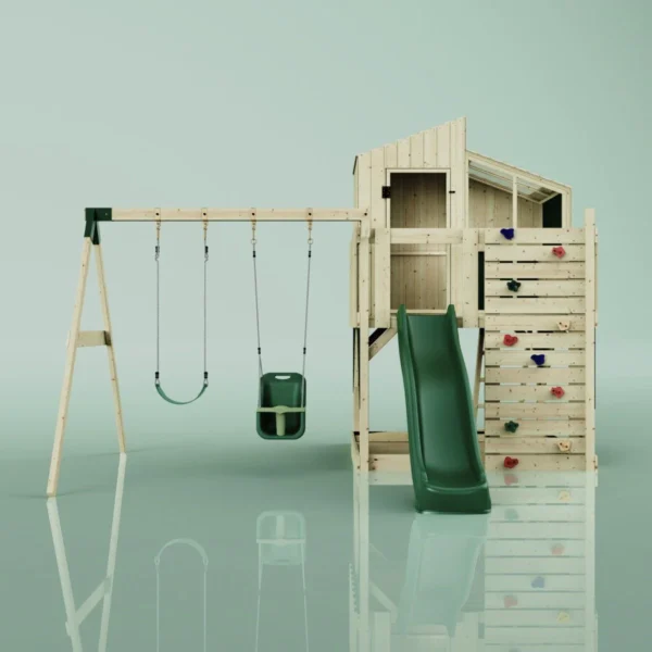 PolarPlay Kids Climbing Tower & Playhouse - Swing Jari Green - Image 4