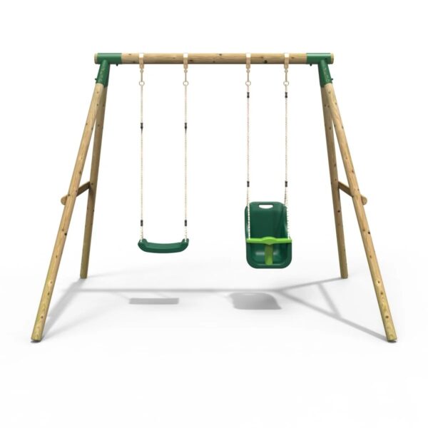 Rebo Wooden Garden Double Swing Sets - Luna - Image 3