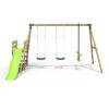 Rebo Wooden Swing Set plus Deck & Slide - Neptune Green - Image 3