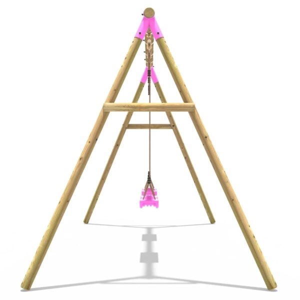 Rebo Double Wooden Garden Swing Set - Venus Pink - Image 2