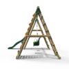 Rebo Wooden Swing Set with Deck and Slide plus Up and Over Climbing Wall - Moonstone Green - Image 2