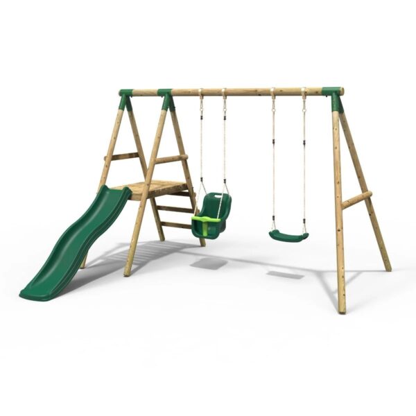 Rebo Odyssey Wooden Swing & Slide Set with Platform and Slide