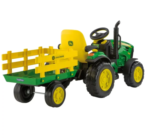 Peg Perego Licensed John Deere Ground Force Tractor with Trailer 12V Ride On - Green - Image 2