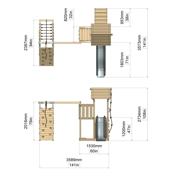 PolarPlay Balcony Tower Kids Wooden Climbing Frame - Climb & Swing Kory Rose - Image 2