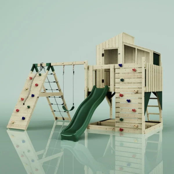 PolarPlay Kids Climbing Tower & Playhouse – Climb & Swing Runa Green