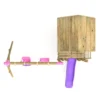Rebo Orchard 4FT x 4FT Wooden Playhouse + Swings, 900mm Deck & 6FT Slide - Luna Purple - Image 2