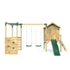 Rebo Orchard 4FT Wooden Playhouse, Swings, Monkey Bars, Deck & 6FT Slide – Venus Green - Image 4