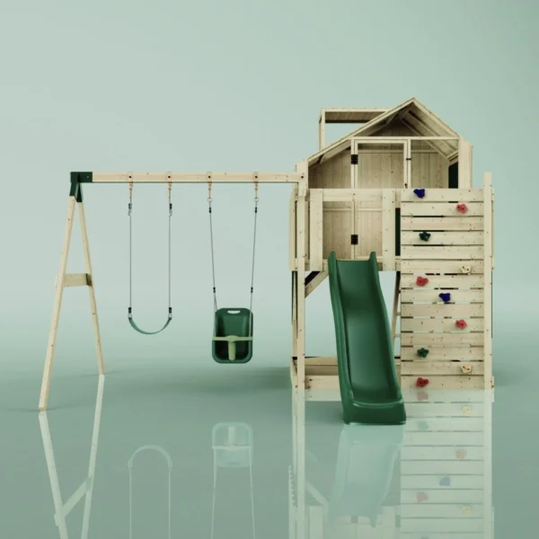 PolarPlay Kids Climbing Tower & Playhouse - Swing Saga Green - Image 4