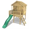 Rebo 5FT x 5FT Childrens Wooden Garden Playhouse on Deck with 6ft Slide - Nightingale Green