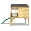 Rebo 5FT x 5FT Childrens Wooden Garden Playhouse on Deck with 6ft Slide - Partridge Green - Image 2
