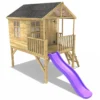 Rebo 5FT x 5FT Childrens Wooden Garden Playhouse on Deck with 6ft Slide - Partridge Purple - Image 3