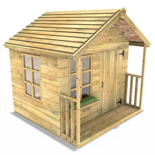 Rebo 5FT x 5FT Childrens Wooden Garden Playhouse - Sparrow - Image 3