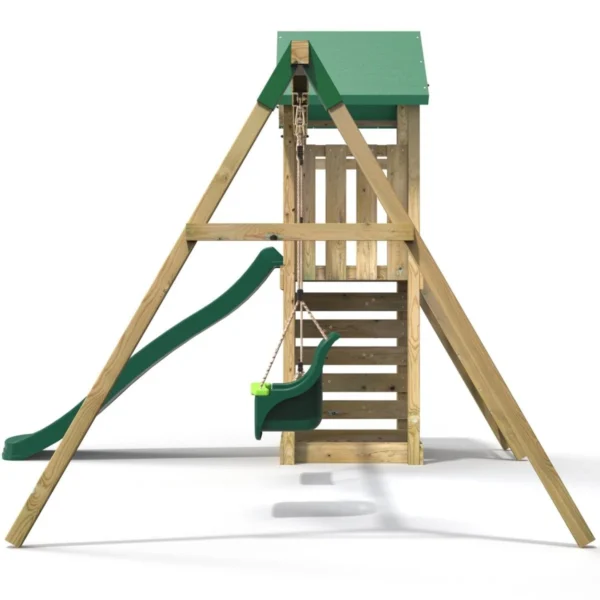 Rebo Adventure Wooden Climbing Frame, Swing Set and Slide - Rainier Green - Image 3