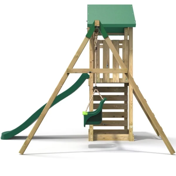 Rebo Adventure Wooden Climbing Frame, Swing Set and Slide - Rosa Green - Image 3