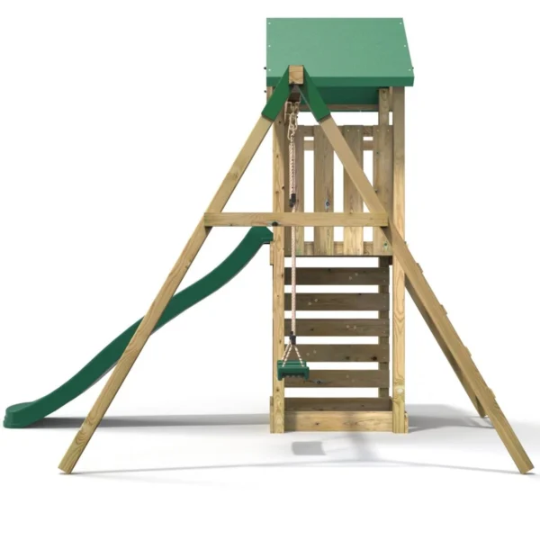 Rebo Adventure Wooden Climbing Frame, Swing Set and Slide - Rushmore Green - Image 4