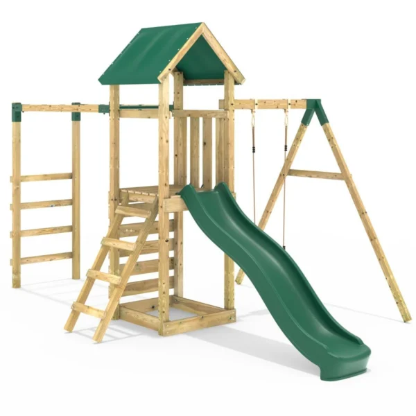 Rebo Adventure Wooden Climbing Frame with Monkey Bar, Swings & Slide - Arvon - Image 6