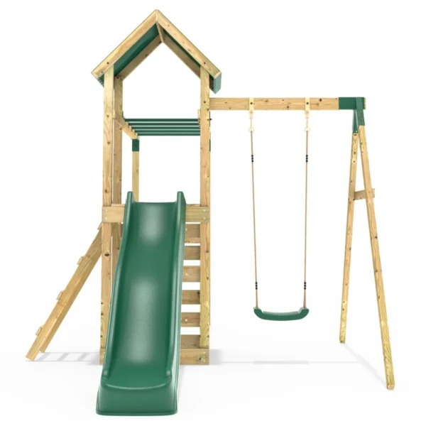 Rebo Adventure Wooden Climbing Frame with Monkey Bar, Swings & Slide - Arvon - Image 5